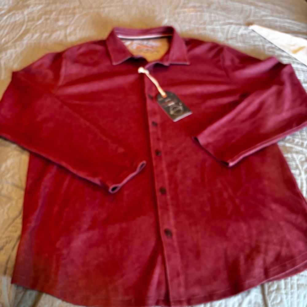 Weatherproof Maroon Casual Button up Knit Shirt‎
